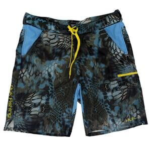 HUK Kryptek Pontus Blue Mens XL Fishing Board Shorts Swim Trunks